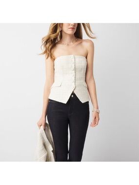 Strapless Tweed Vest in Cream